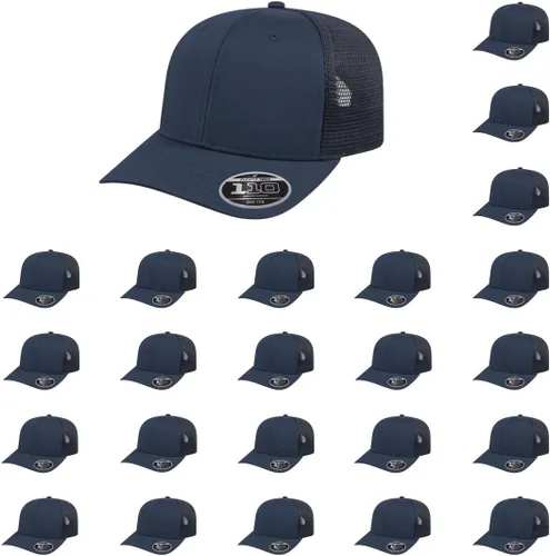 Vista 18 de Cap America i8502 Flexfit 110 Premium - Gorra de camionero de perfil medio con 6 paneles de malla trasera con protección UV y cierre ajustable