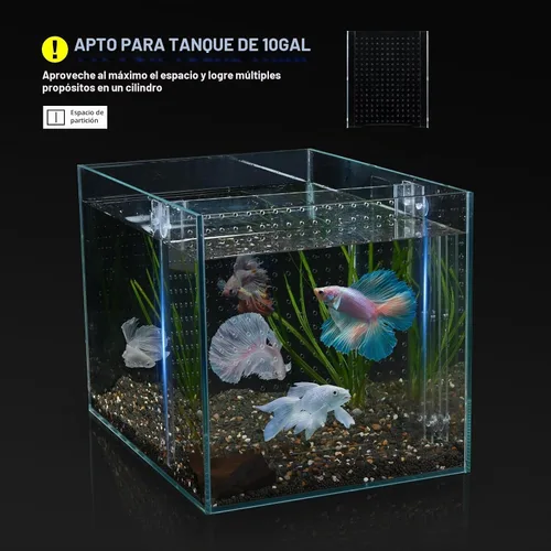 Vista 3 de Divisor de tanque de peces de acrílico, divisor para tanque de 10 galones, juego de separador de tanque de peces transparente con ventosas de ajuste