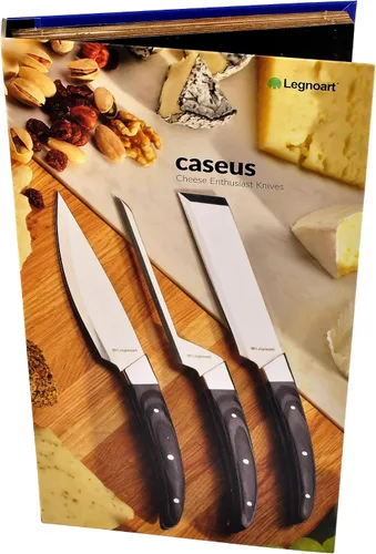 Vista 5 de Legnoart Caseus - Juego de cuchillos de queso de 3 piezas con mango de madera oscura
