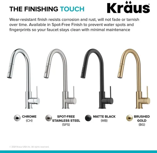 Vista 13 de Kraus Oletto - Grifo de cocina contemporáneo con un solo mango extraíble en cromado, KPF-3104CH