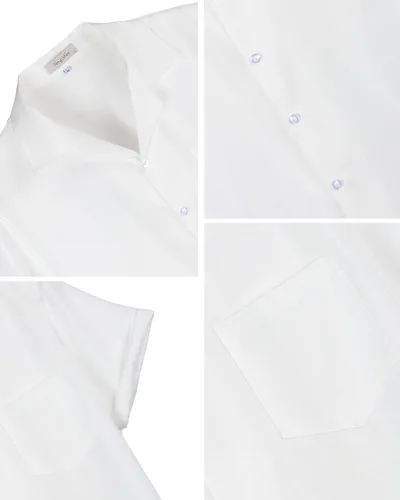 Vista 6 de NmglhNm Camisa casual de lino para hombre, manga corta, con botones, elegante, para verano, playa, tropical