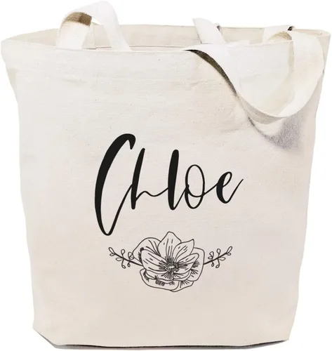 Vista 5 de The Cotton & Canvas Co. Bolso de hombro reutilizable para playa, compras y viajes con nombre personalizado
