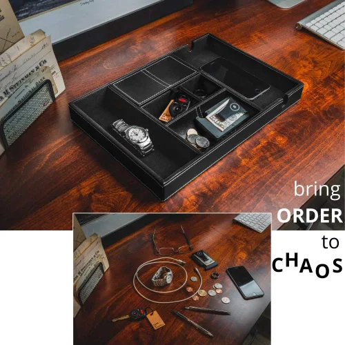 Vista 6 de duke trays Organizador de mesita de noche, bandeja de valet para hombres y mujeres, organizador de bandeja EDC, organizador de tocador, bandeja