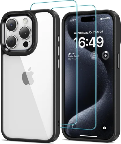 Vista 55 de HOOMIL Funda para iPhone 11 con 2 protectores de pantalla de vidrio templado, no amarillea, protección contra caídas, arañazos, transparente, parte