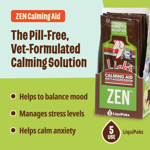 Vista 3 de Licks Pill Free Zen Dog Calming - Suplementos calmantes para comportamiento agresivo y nerviosismo - Golosinas calmantes para perros para aliviar