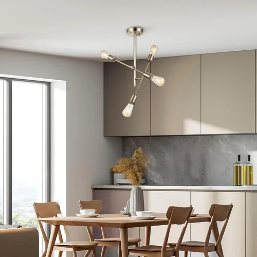 Vista 6 de Globe Electric 66000073 Lámpara de techo con brazo ajustable de montaje semiempotrado de 4 luces, latón mate, brazos giratorios, accesorios