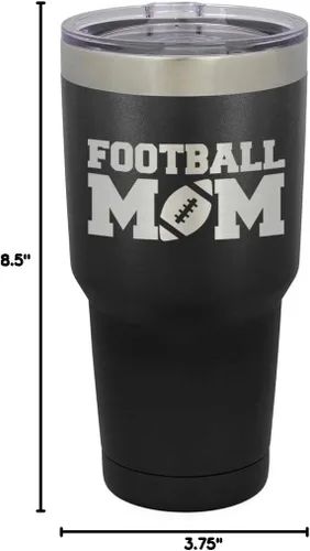 Vista 10 de FOOTBALL MOM - Vaso negro de 30 onzas con popote y tapa superior deslizante Taza de viaje de acero inoxidable Comparar con Yeti Rambler
