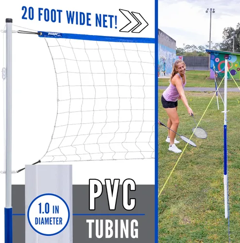 Vista 13 de Franklin Sports - Juegos de Voleibol + Bádminton - Juego de Playa + Patio Trasero - Voleibol, Bomba, Raquetas de Bádminton, Volantes, Red + Postes
