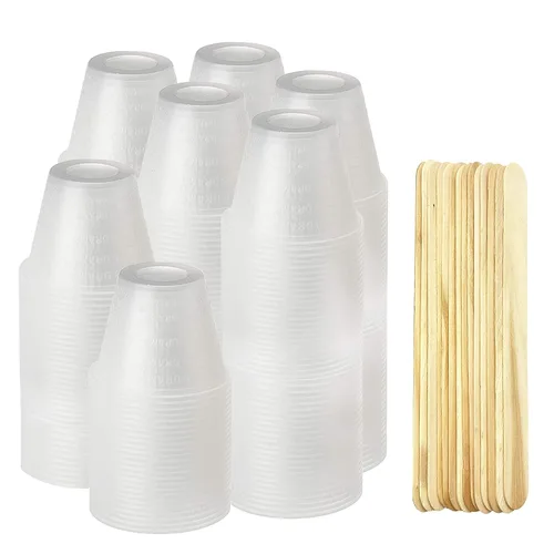 Vista 8 de [Paquete de 100 – 1 onza] Mezcla de resina epoxi/vasos medicinales con 50 varillas de mezcla – Vasos de plástico graduados de 1 onza (1 manga)