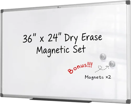 Vista 13 de TOWON Pizarra magnética de borrado en seco dorada de 24 x 18 pulgadas, elegante pizarra blanca con marco de aluminio estrecho para pared, tablero