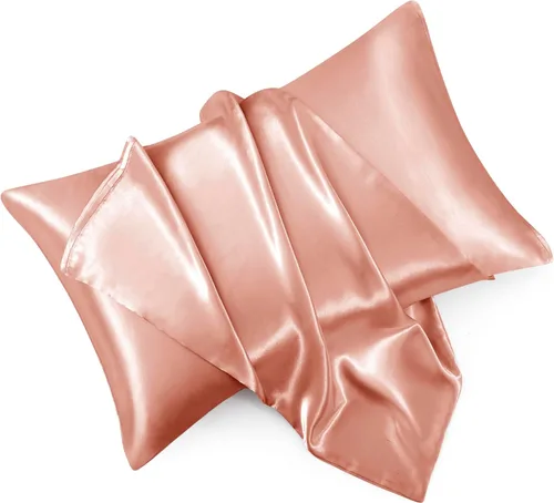 Vista 17 de Juego de 2 fundas de almohada de satén negro estándar con cierre de sobre, funda de almohada de seda negra para cabello y piel (20 x 26 pulgadas)