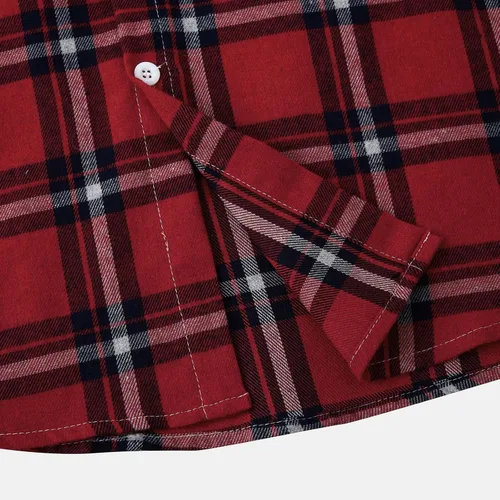 Vista 8 de Aymnlox Sudaderas con capucha para hombre, de manga larga, a cuadros, con botones, con capucha, casual, elegante, con cordón, 2024 #A01-Red