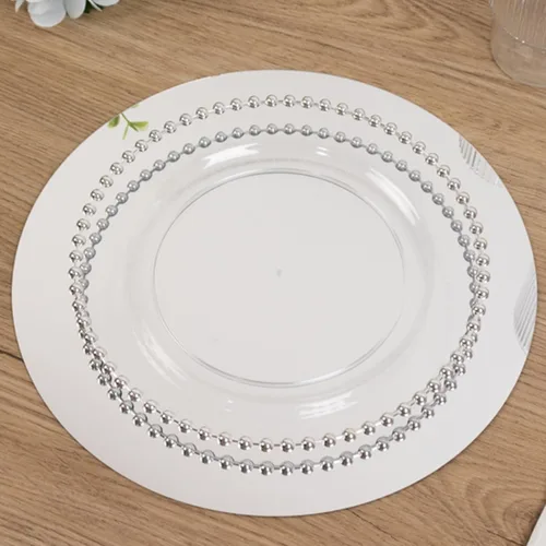 Vista 36 de Efavormart - Paquete de 6 platos de carga de plástico acrílico con relieve de encaje rústico dorado de 13 pulgadas