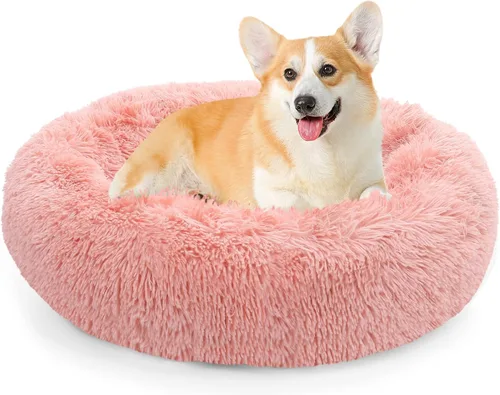 Vista 25 de NOYAL Cama Calmante en Forma de Rosquilla para Perros Pequeños a Medianos y Gatos - Cama de Mascotas de Felpa Sintética Anti-Ansiedad con Funda