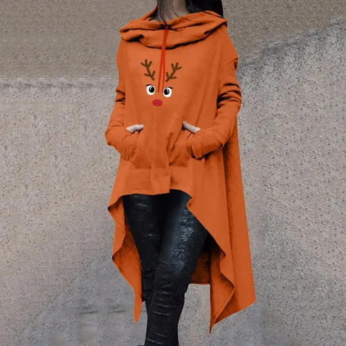 Vista 3 de Sudaderas con capucha de Navidad personalizadas con estampado de muñeco de nieve para mujer, sudadera vintage de manga larga con capucha ligera