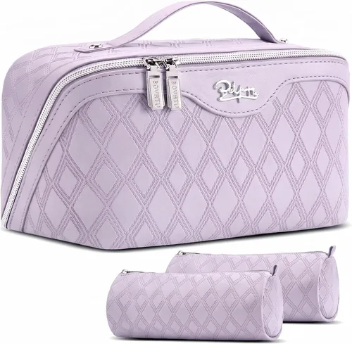 Vista 20 de BOYATU Bolsa de maquillaje de viaje para mujer: 3 en 1 modular con estampado de leopardo para viajes de 3 a 15 días - Neceser impermeable de cuero