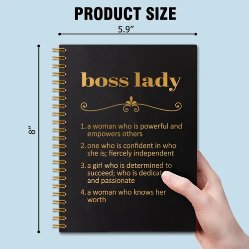 Vista 2 de Boss Lady - Cuadernos de tapa dura de 160 páginas en espiral, regalo de agradecimiento, regalo de agradecimiento, regalo de jubilación, regalo