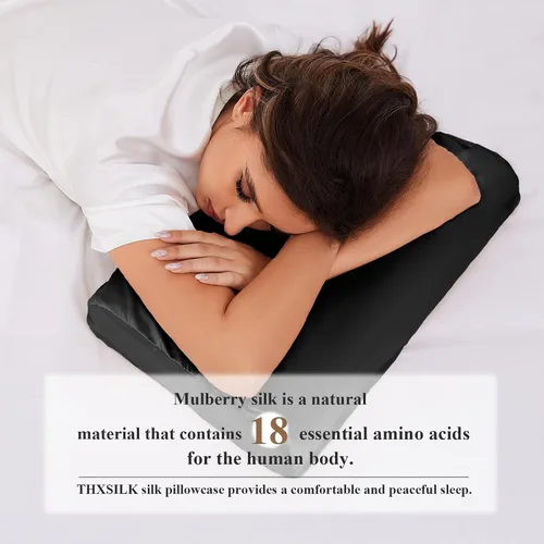 Vista 6 de THXSILK 19 Momme 1 funda de almohada de seda de morera 100% natural para contorno cervical, funda de almohada de látex cervical lavable