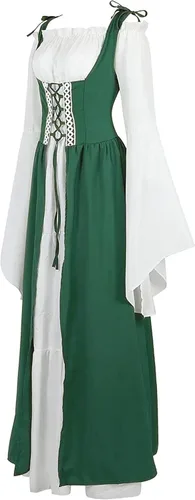 Vista 3 de Aiysiyu Renaissance Dress Women Medieval Dress Renaissance Costumes for Women Chemise Irish Over Dress Renaissance Fair Dress