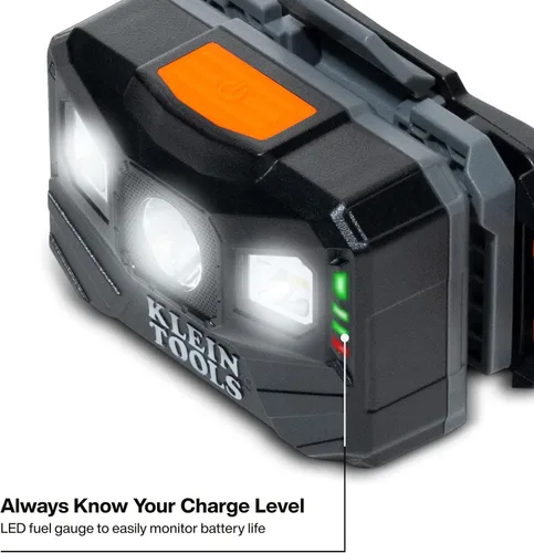 Vista 6 de Klein Tools 56048 Linterna frontal LED recargable, correa de tela ajustable, 400 lms, tiempo de funcionamiento durante todo el día, para el trabajo