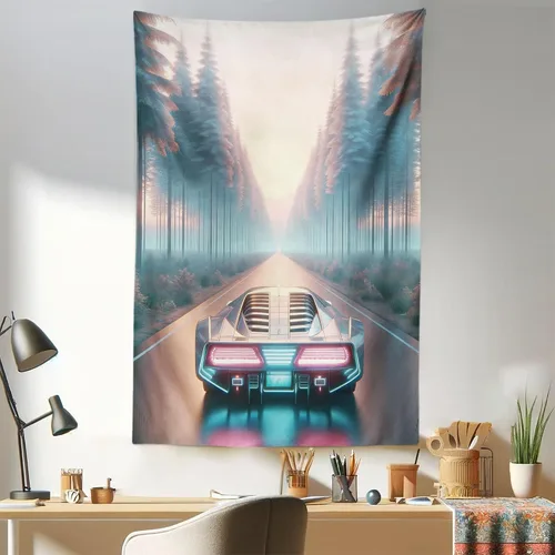 Vista 57 de Ambesonne Tapiz Trippy, vista panorámica de la cascada con bosques de ensueño y mandala oriental psicodélico, decoración de tela para colgar