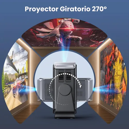 Vista 6 de Proyector para el hogar 1080P, mini proyector de películas con WiFi Bluetooth, Keystone automático, control remoto, enfoque HDMI USB compatible