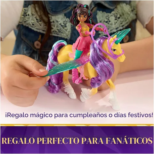 Vista 8 de Unicorn Academy, Wing Magic Ava & Leaf, muñeca posable de 4.5 pulgadas y unicornio de 5 pulgadas con alas, 4 accesorios, muñecas y juguetes