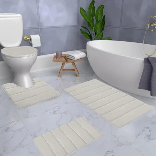 Vista 7 de Bathroom Rugs for 3 Pieces, Memory Foam Bath Mat Set, Universal Toilet Mats, Soft Comfortable, Water Absorption, Non-Slip, Thick, Machine Washable