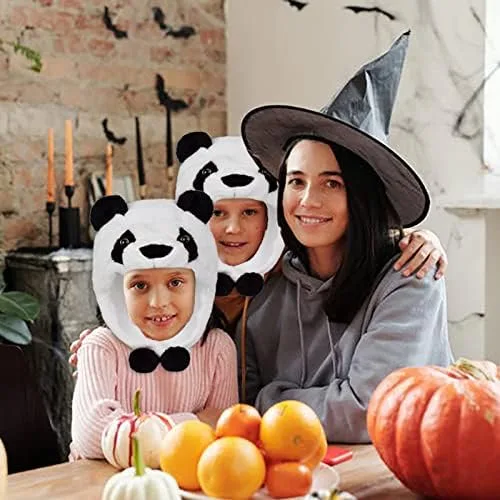 Vista 4 de Sombreros de felpa de animales para niños, niñas, mujeres, hombres, disfraz de fiesta de Halloween, gorro suave y cálido divertido para adolescentes