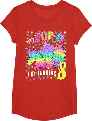 Vista 41 de Let's Pop-it I'm turning 8 Colorful 8th Birthday - Camiseta para niña, Negro