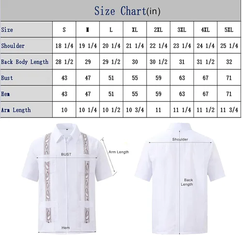 Vista 7 de Camisas casuales para hombre Guayabera de manga corta con cremallera, estilo mexicano