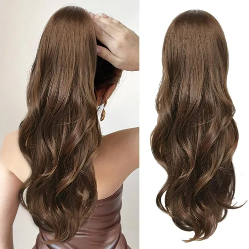 Vista 35 de Extensión de cola de caballo rubio, extensión de cola de caballo con cordón de 20 pulgadas para mujeres, extensiones de cabello de cola de caballo