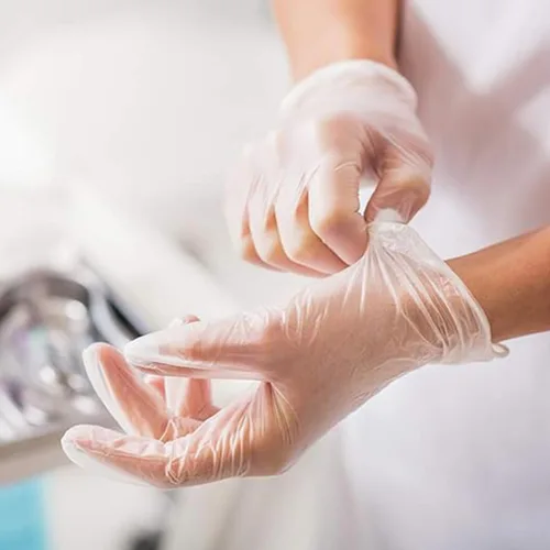 Vista 2 de Jointown Basic Medical - Guantes de examen de vinilo transparente, sin látex y sin polvo, VGPF-3001 (caja de 1000), talla S