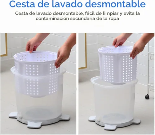Vista 7 de Lavadora manual portátil con manivela para espacios pequeños, solución compacta de lavandería no eléctrica para dormitorio, apartamento, camping