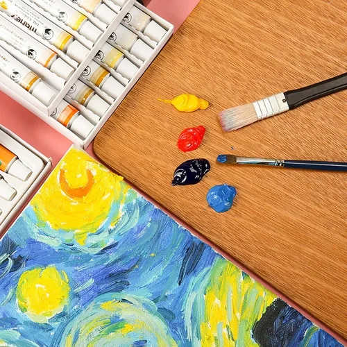 Vista 6 de Wooden Rectangular Artist Painting Palette with Thumb Hole, Wooden Color Mixing Tray, Paint Watercolor Dish. (Size : Large)
