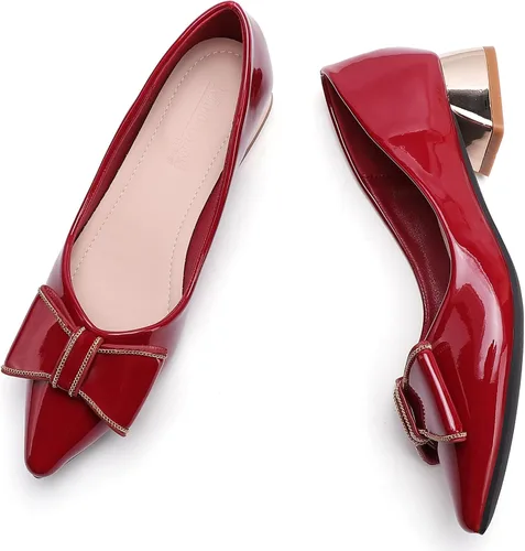 Vista 5 de Women's Chunky Closed Toe Low Block Heels Work Pumps Comfortable Dress Wedding Shoes for Party Office