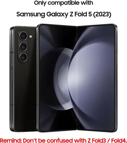 Vista 7 de MAKAVO Funda transparente para Samsung Galaxy Z Fold 5, parte trasera dura de cristal delgado y parachoques negro suave, cubierta a prueba de caídas