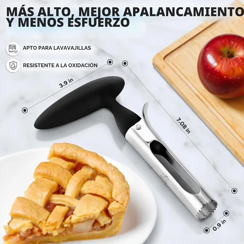 Vista 3 de Zulay Kitchen Herramienta Premium para Descorazonar Manzanas - Hojas Ultra Afiladas de Acero Inoxidable y Serradas para Descorazonar Fácilmente
