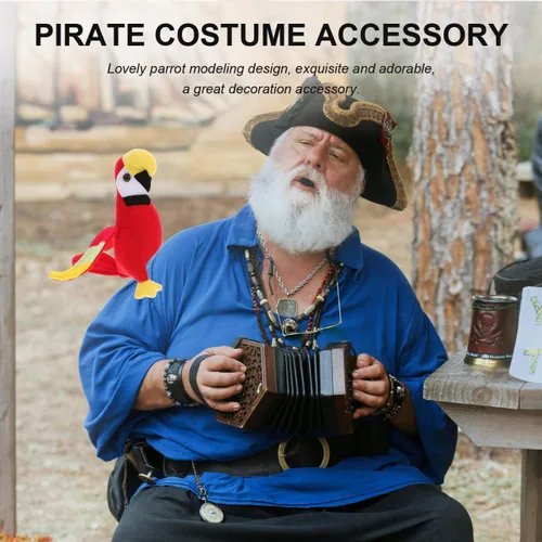 Vista 5 de Toddmomy Accesorio de hombro de loro pirata, loro pirata de peluche de Halloween en el hombro para niños y adultos, accesorios de disfraces