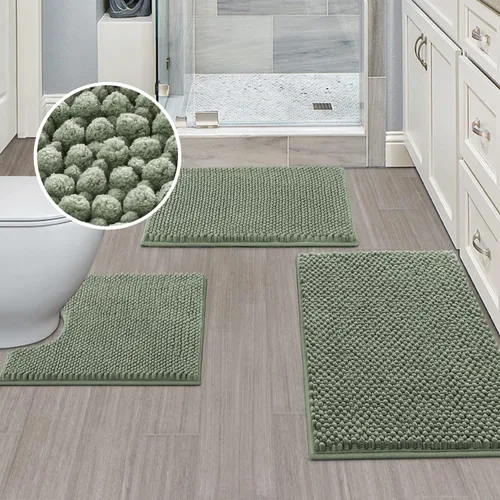 Vista 16 de Turquoize Alfombras de baño de felpilla antideslizante para baño, 17 x 24 pulgadas, extra suaves y absorbentes, lavables a máquina, perfectas