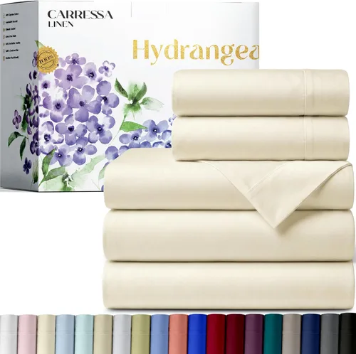 Vista 95 de Carressa Linen - Juego de sábanas 100% algodón de 600 hilos