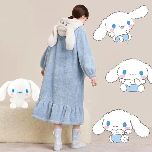 Vista 3 de Bata de baño de franela con capucha para mujer, suave para Halloween, Navidad, cosplay