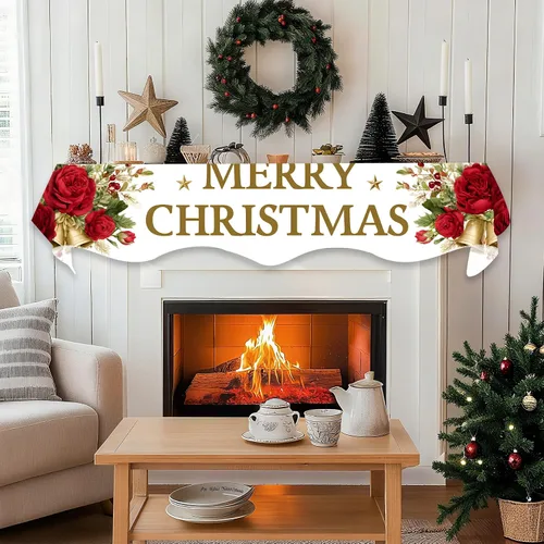 Vista 5 de BVBOX Bufanda Decorativa para Repisa de Chimenea Navideña, Cubierta Corredor para Repisa de Chimenea de Navidad e Invierno
