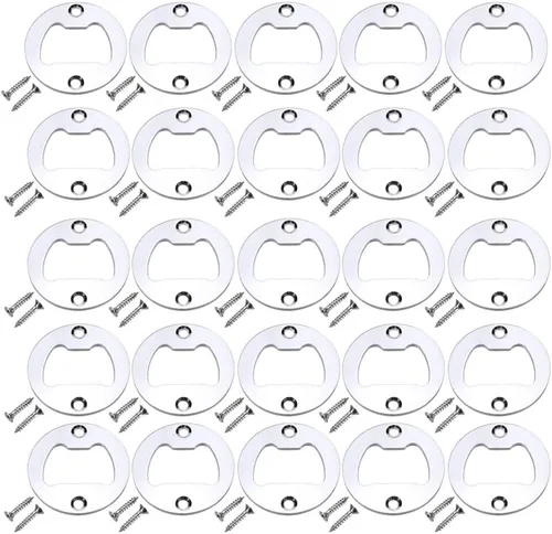 Vista 5 de Juego de 100 abridores de botellas de acero inoxidable redondo DIY abridor de botellas Kit de hardware suministro de piezas con tornillos