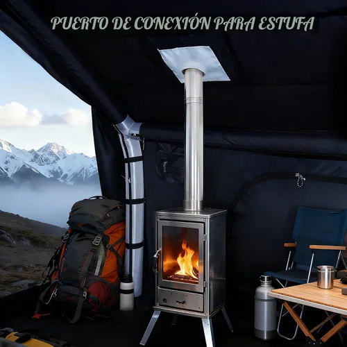 Vista 7 de Inflatable Tent with Skylight, Quick Setup Blow Up Tents with Pump, Hot Tent with Stove Jack, Waterproof Oxford Inflatable House for Camping, Air