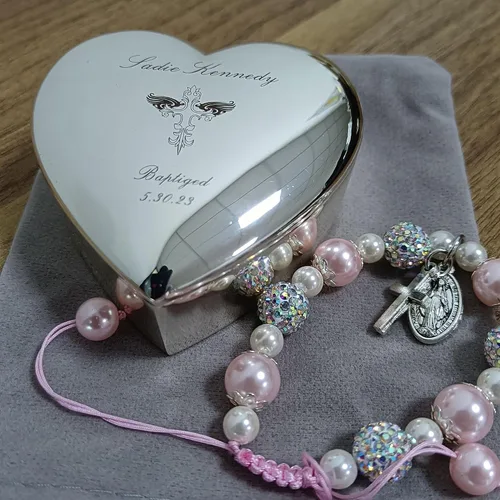 Vista 8 de Caja de recuerdo de joyería de corazón personalizada, aniversario para amiga, compañera de trabajo, esposa o hija, regalos con nombre grabado