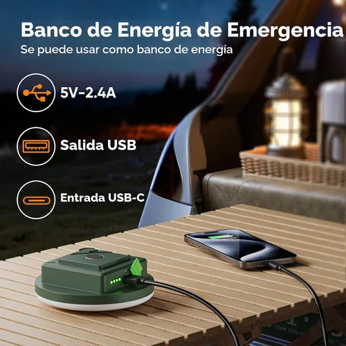 Vista 5 de Eventek Linterna de campamento de 12000 mAh, luces LED ultra brillantes con 4 modos y magnética, linterna recargable impermeable IPX5 para cortes