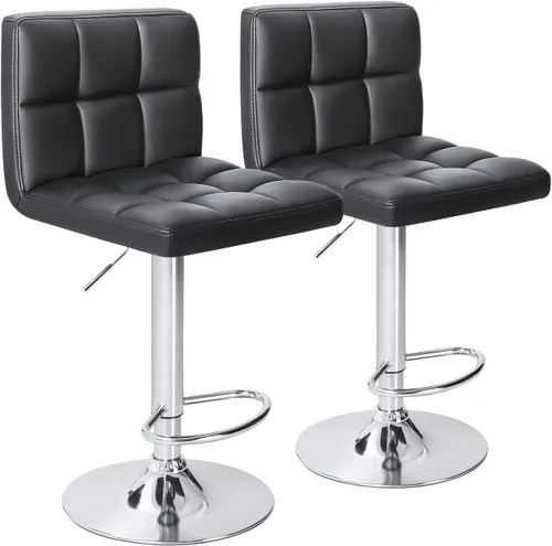 Vista 15 de Homall - Taburetes de bar de cuero sintético, con altura ajustable, giratorios, hidráulicos sin brazos, taburete de bar y cocina cuadrado de altura