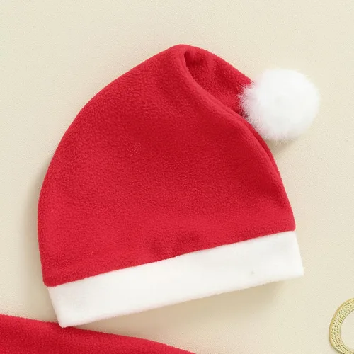 Vista 4 de Amnnchya Traje de Navidad para bebés, niños y niñas, disfraz de Papá Noel, para recién nacidos, chaqueta de felpa de lujo, conjunto de pantalones