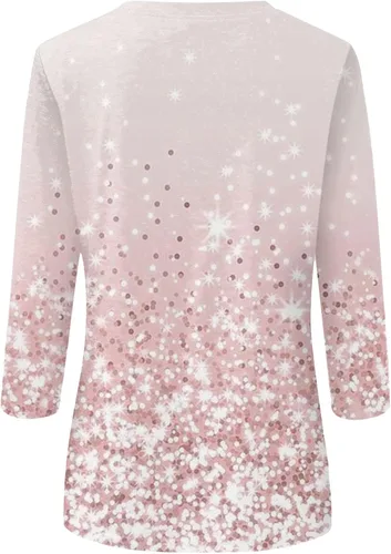 Vista 4 de Wide Sleeve Flowly Simple Shirt Ladies Loungewear Winter Round Neck Slim Fit Button Printed Blouse